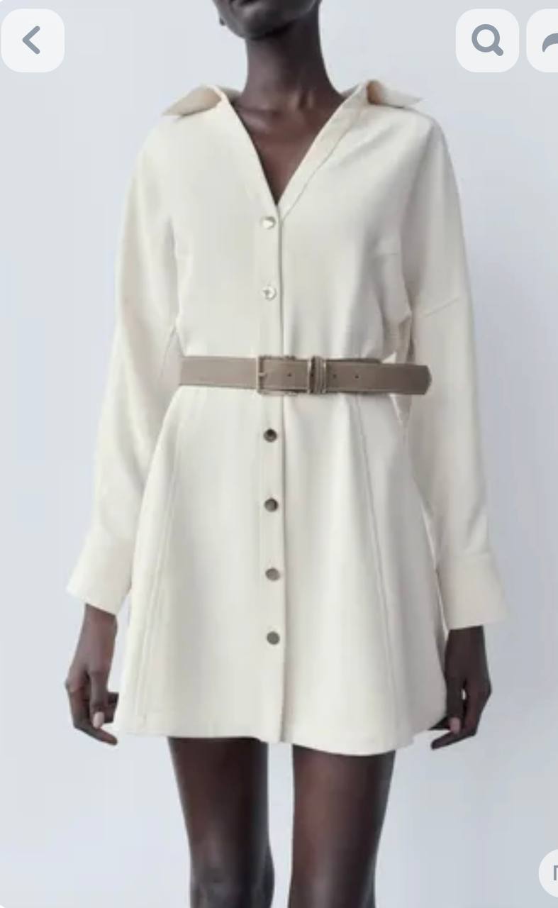 ZARA Платье мини из крепа с V-образным вырезом, размер S