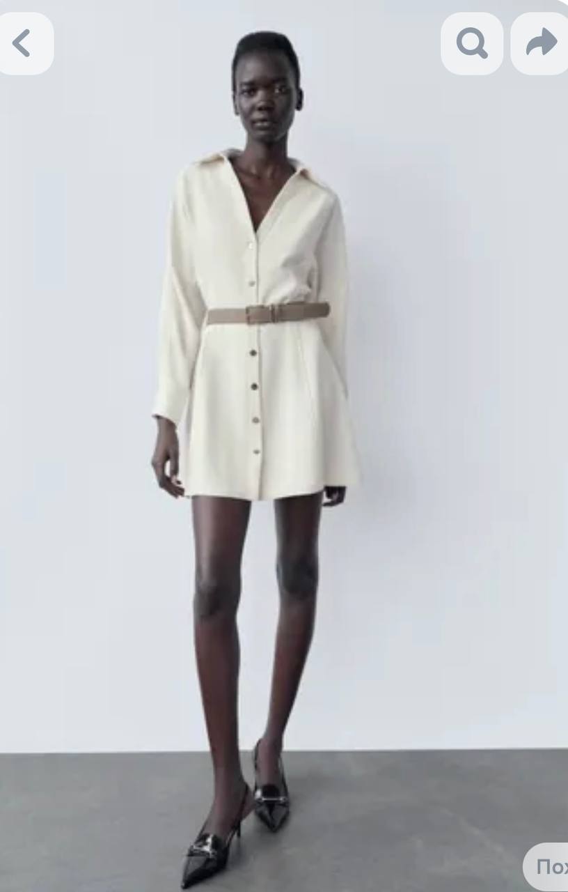 ZARA Платье мини из крепа с V-образным вырезом, размер S