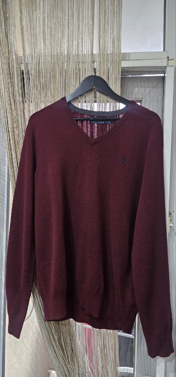 Мужской джемпер Polo Ralph Lauren, размер L, бордовый