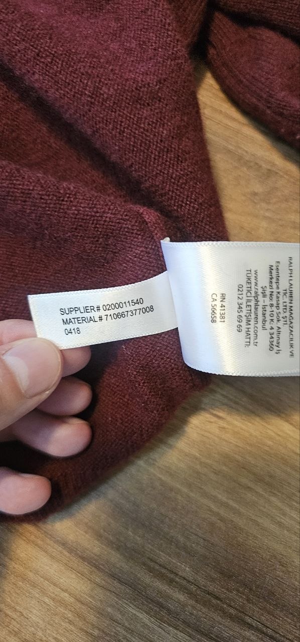 Мужской джемпер Polo Ralph Lauren, размер L, бордовый