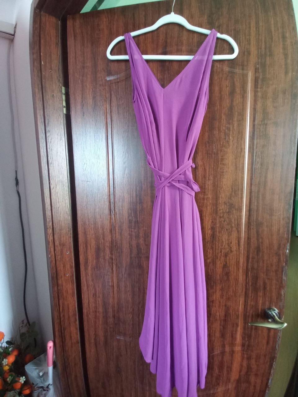 Дизайнерское летнее платье Donna Karen (DKNY), фиолетовое, размер 6-8