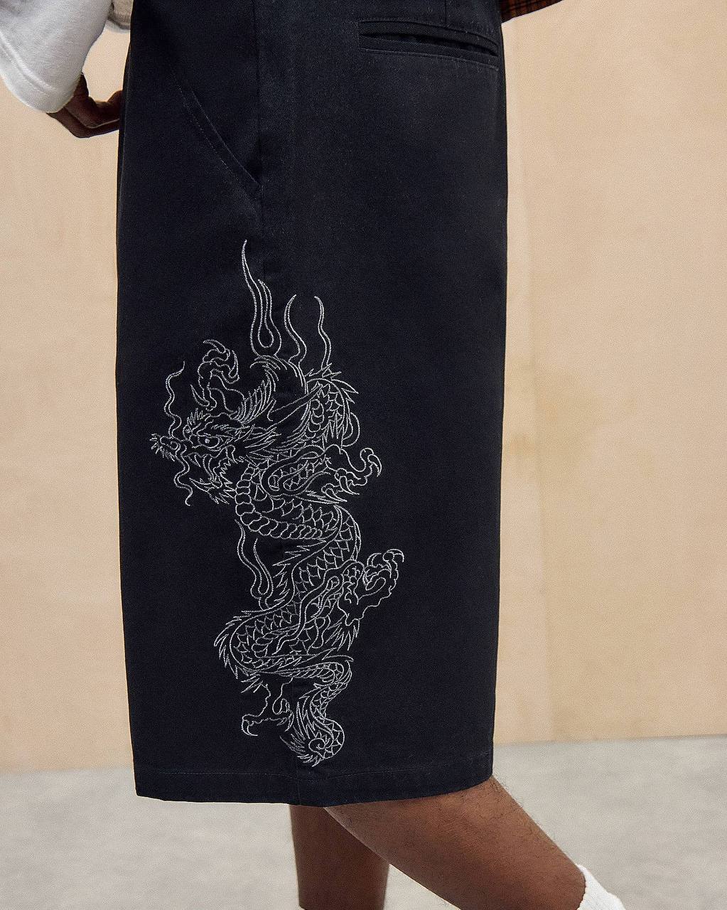 Ed Hardy UO Exclusive Black Dragon Chino Shorts