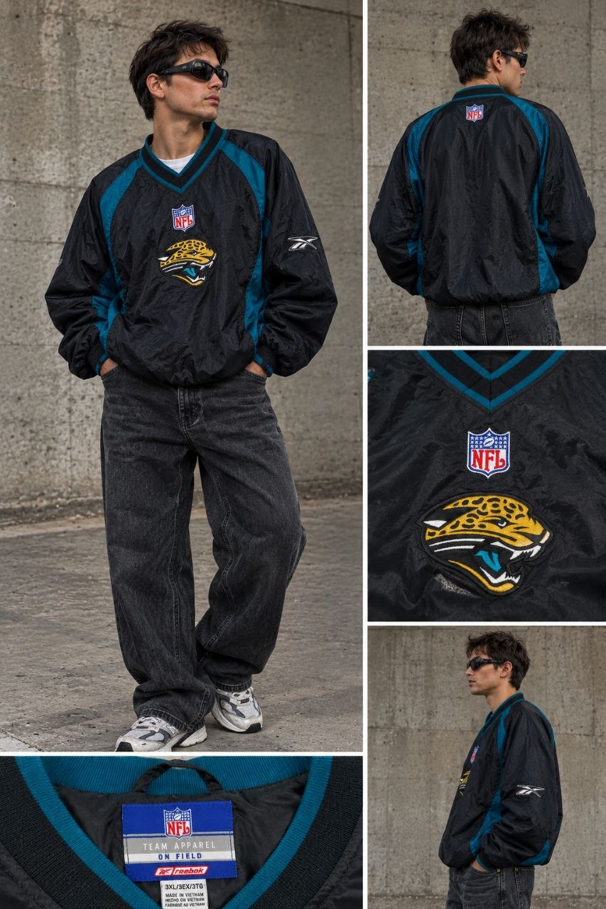 Винтажная олимпийка NFL Reebok Jacksonville Jaguars 3XL