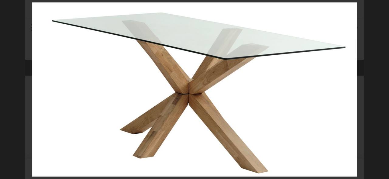 Стол обеденный JYSK AGERBY 90x160 дуб/закаленное стекло