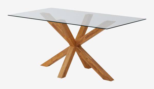 Стол обеденный JYSK AGERBY 90x160 дуб/закаленное стекло