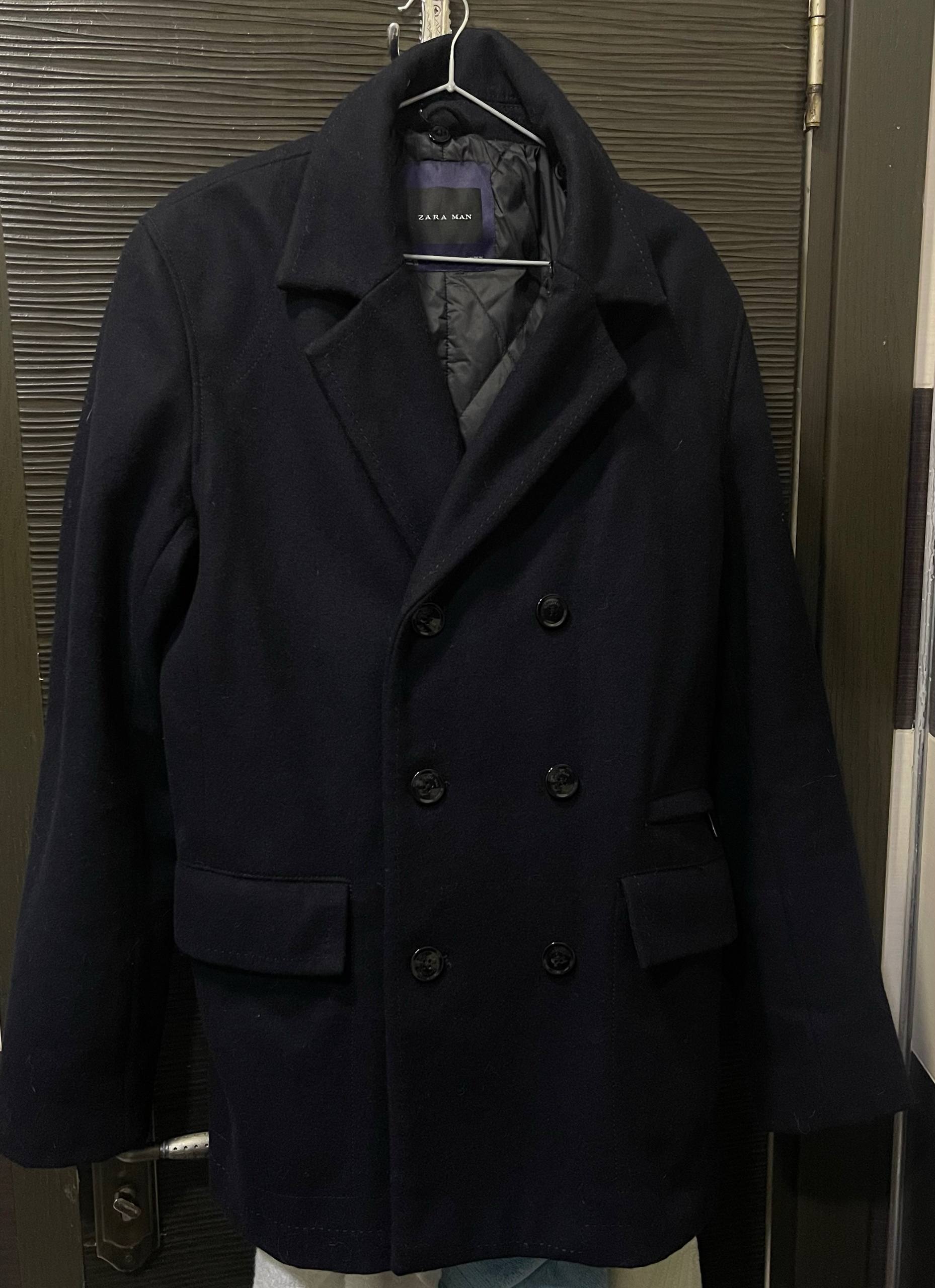 Мужское двубортное пальто (бушлат) Zara Man