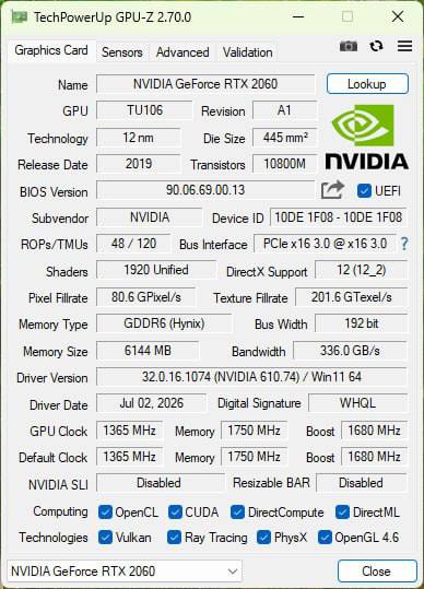 Видеокарта Palit RTX 2060 Dual 6 ГБ GDDR6