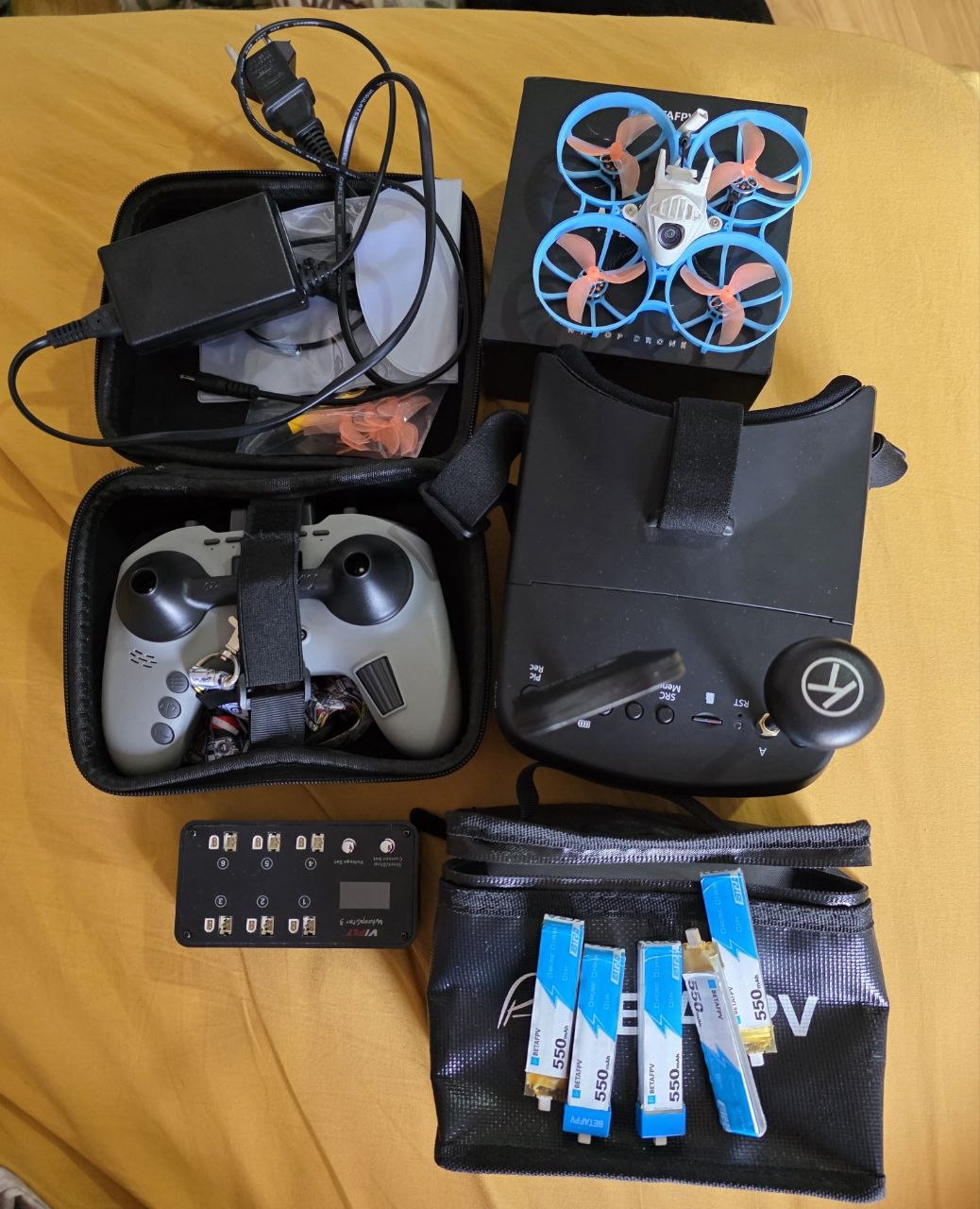 FPV комплект: Метеор 75 Pro ELRS, очки Eachine, пульт Jumper T-Pro V2, зарядка W