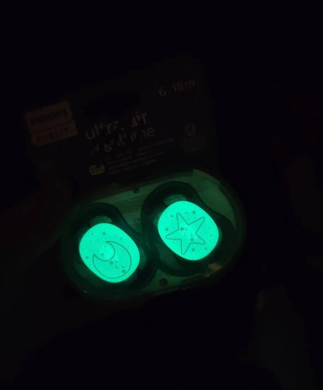 Пустышки Philips Avent, 2 шт., светятся в темноте