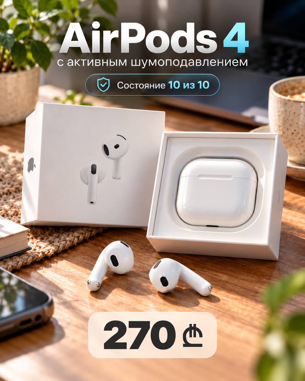 Apple AirPods 4 с активным шумоподавлением