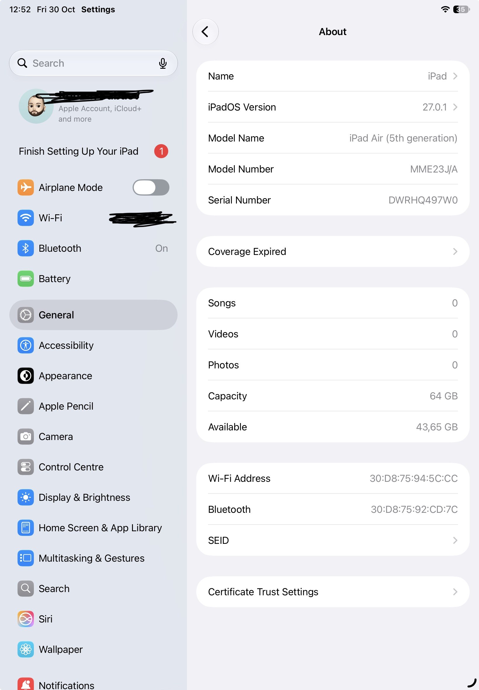 iPad Air 5-го поколения WiFi 64GB Purple