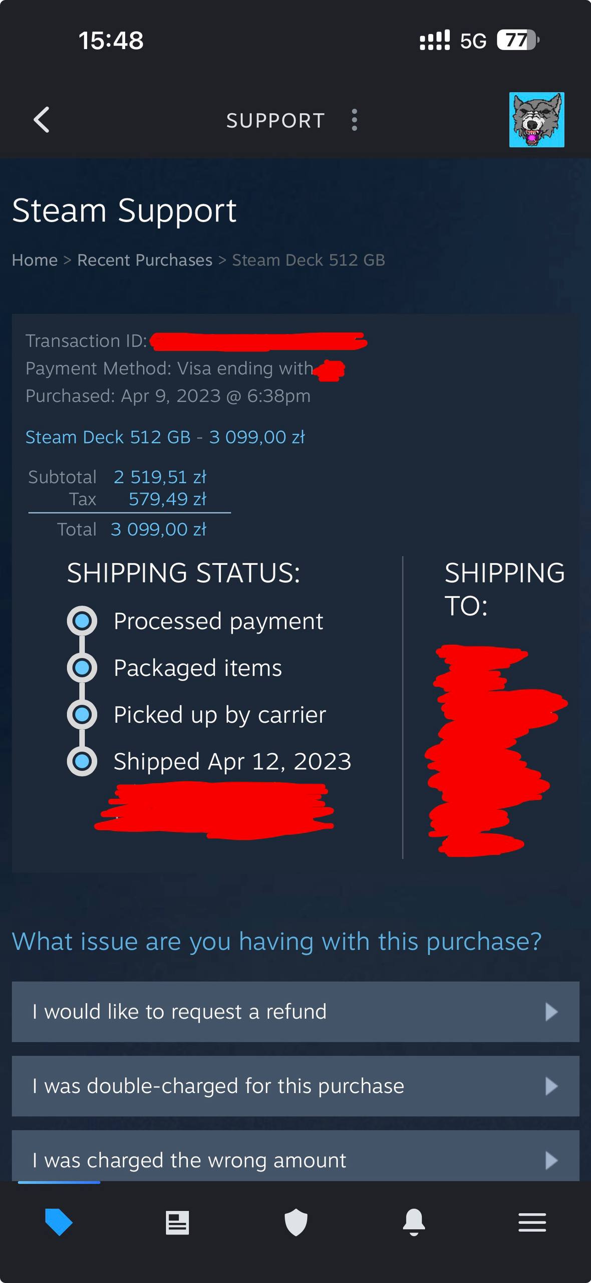 Steam Deck 512 GB с зарядкой и чехлом