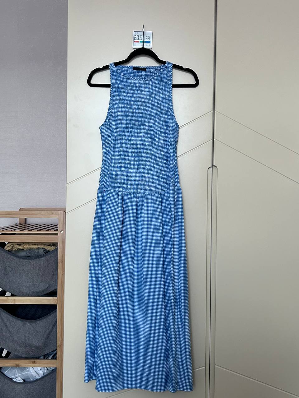 Платье-миди Zara голубое в клетку виши