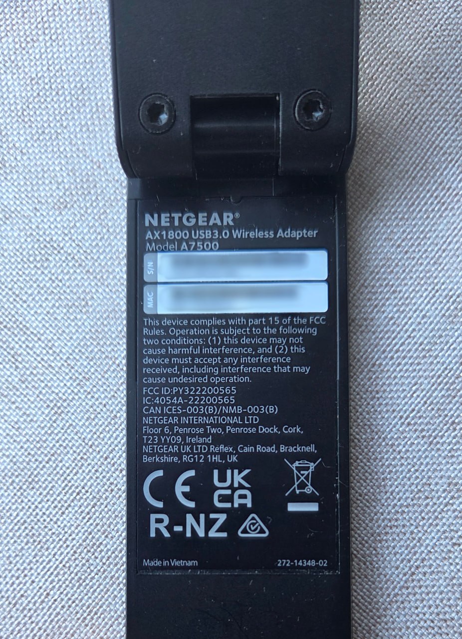Netgear A7500 WiFi 6 USB 3.0 Wireless Adapter