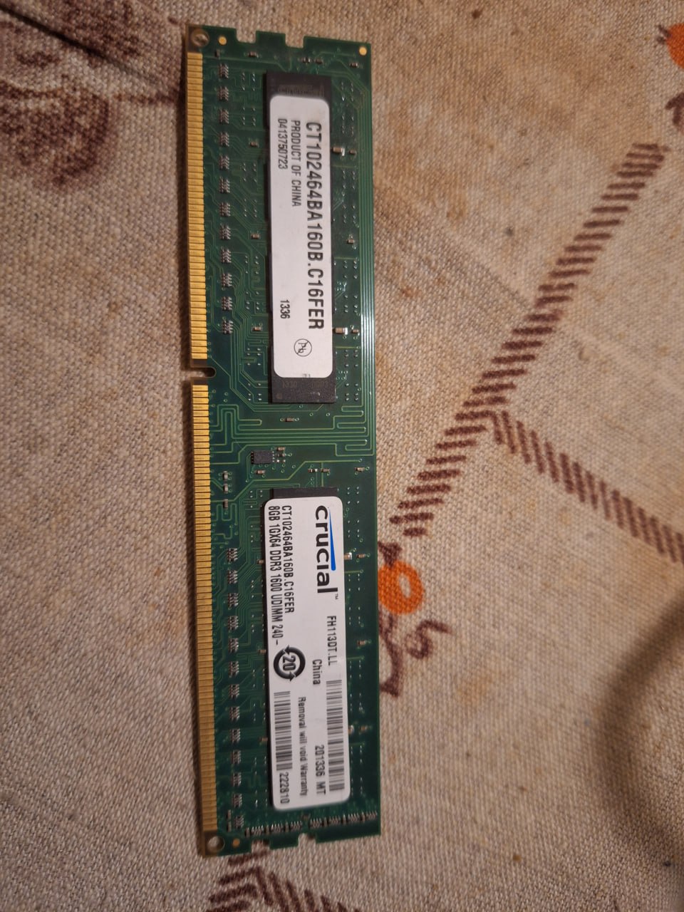 Оперативная память Crucial 8GB DDR3 1600