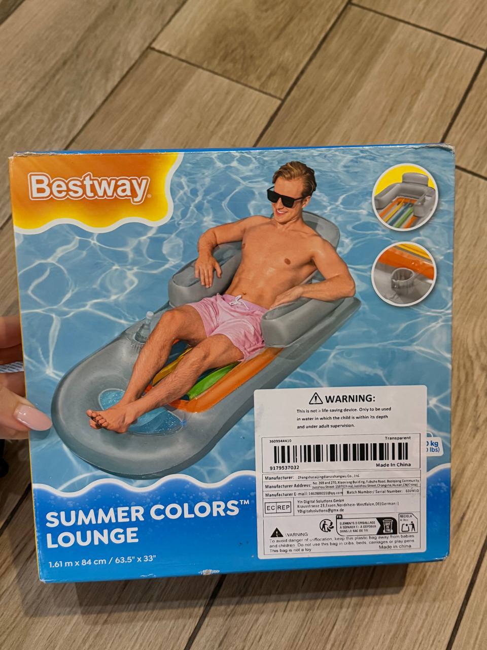 Надувной матрас-шезлонг Bestway Summer Colors Lounge + электрический насос