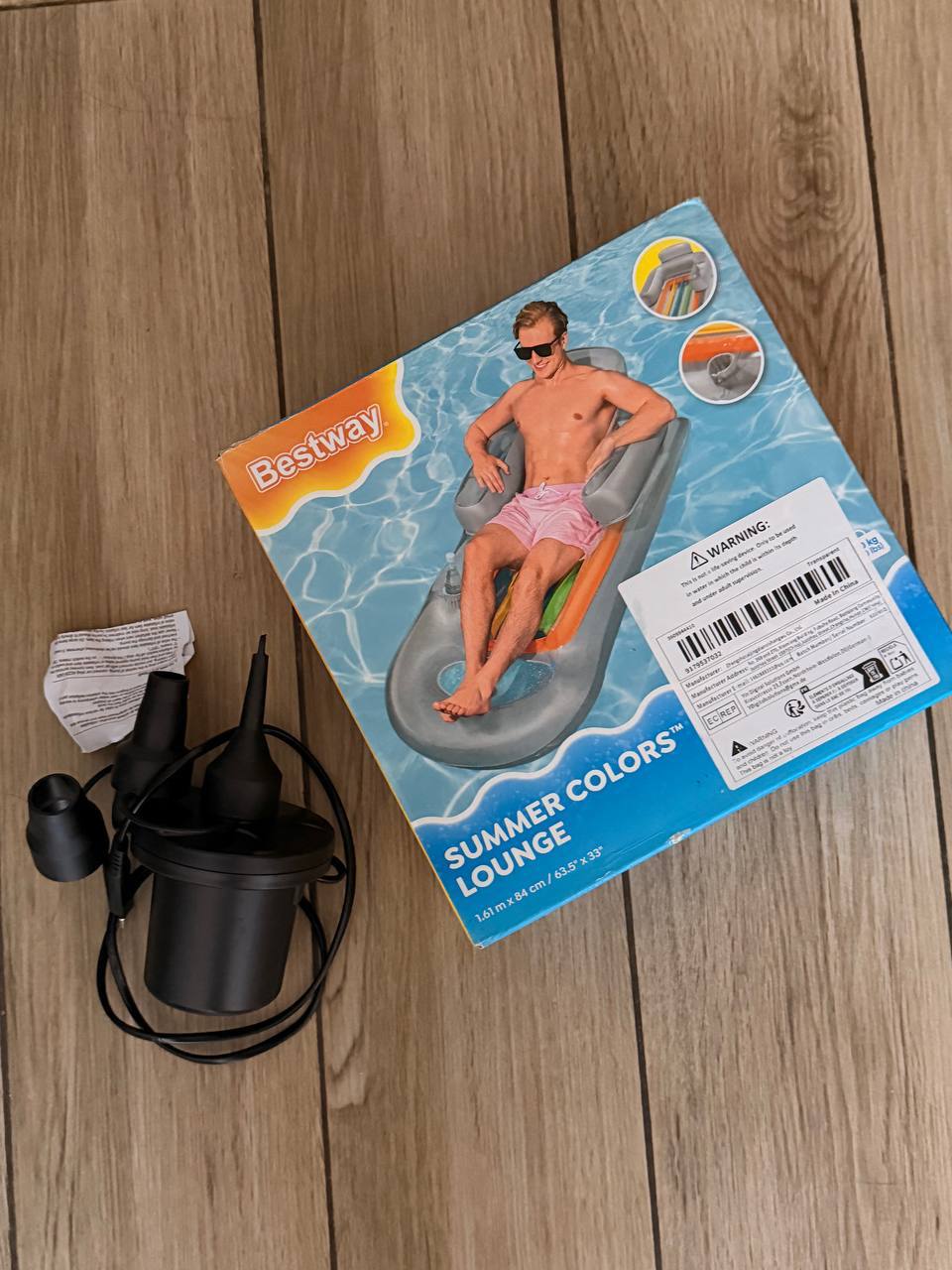 Надувной матрас-шезлонг Bestway Summer Colors Lounge + электрический насос