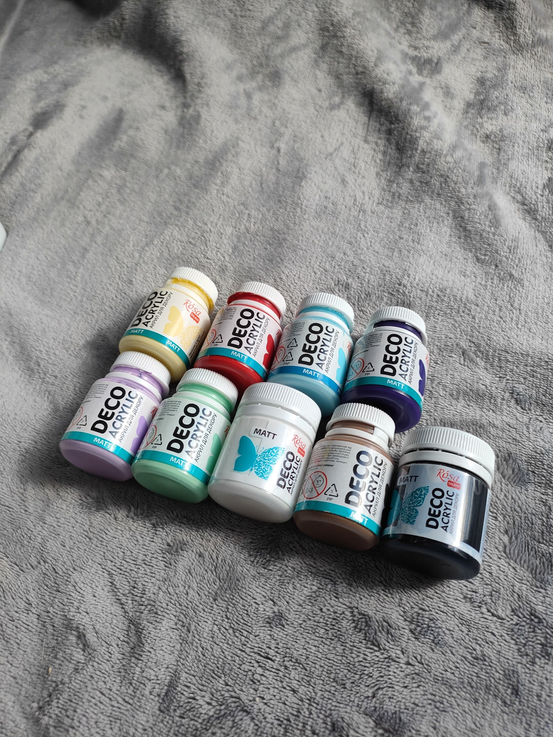 Набор матовых акриловых красок Rosa Deco Acrylic (9 баночек)