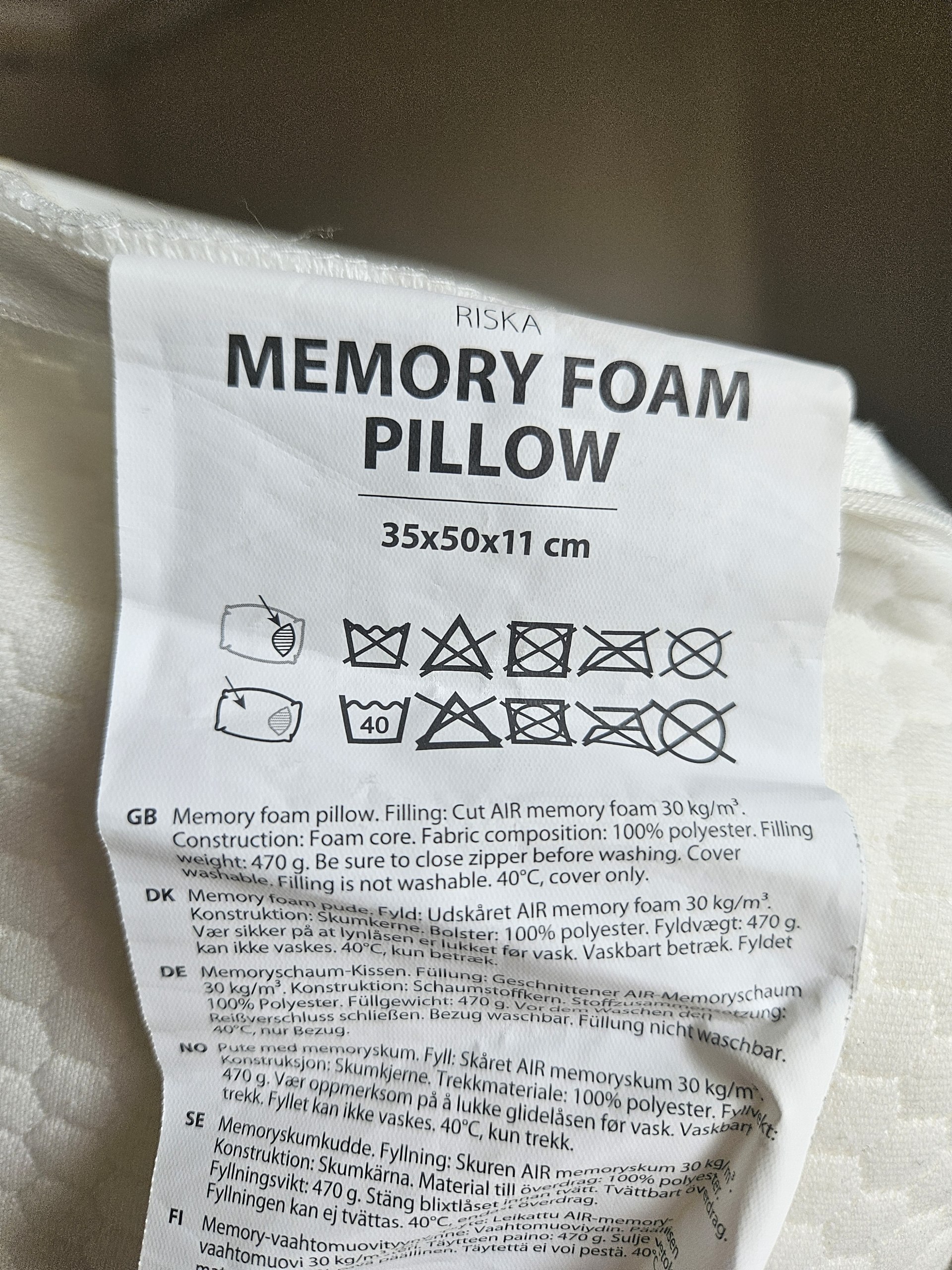 Ортопедическая подушка из memory foam 35x50x11 см