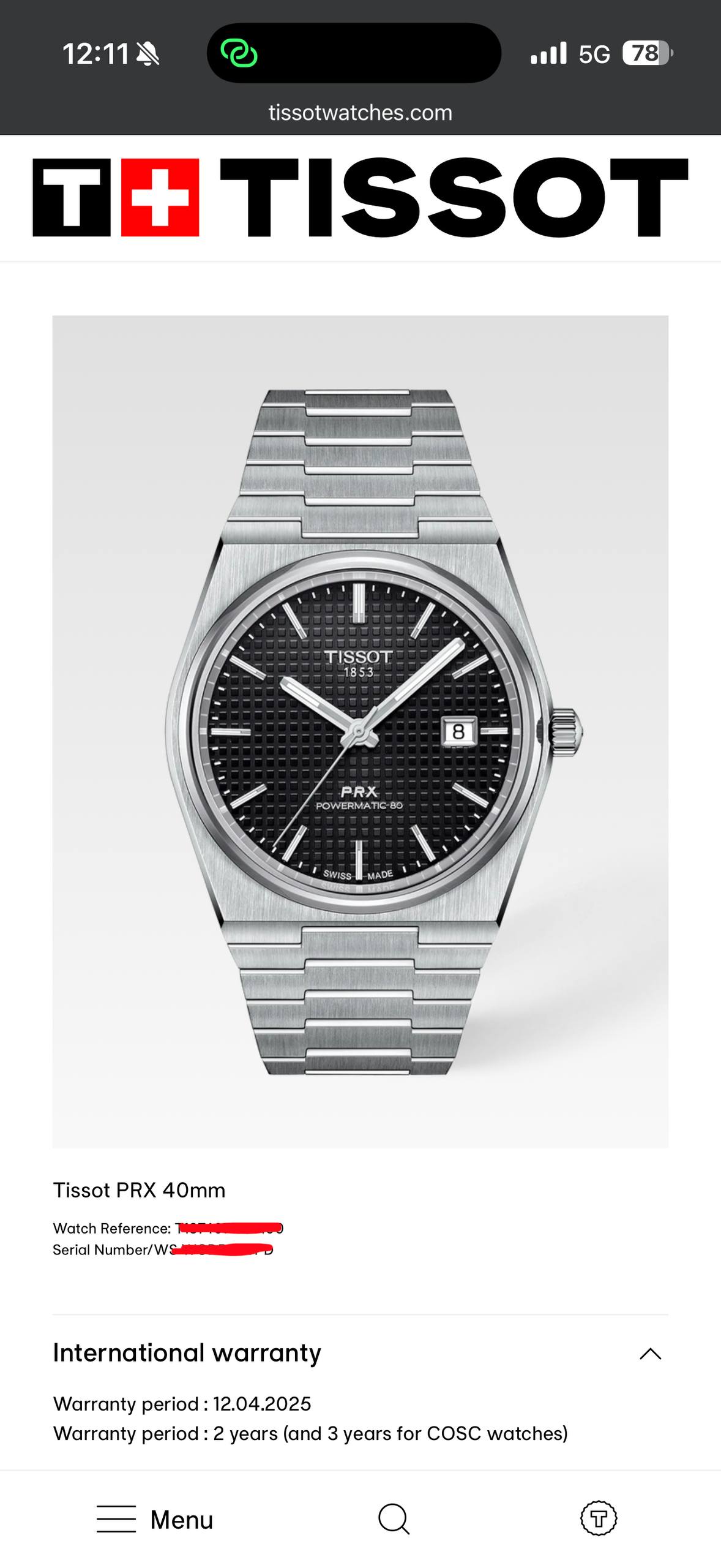 Швейцарские механические часы Tissot PRX Powermatic 80