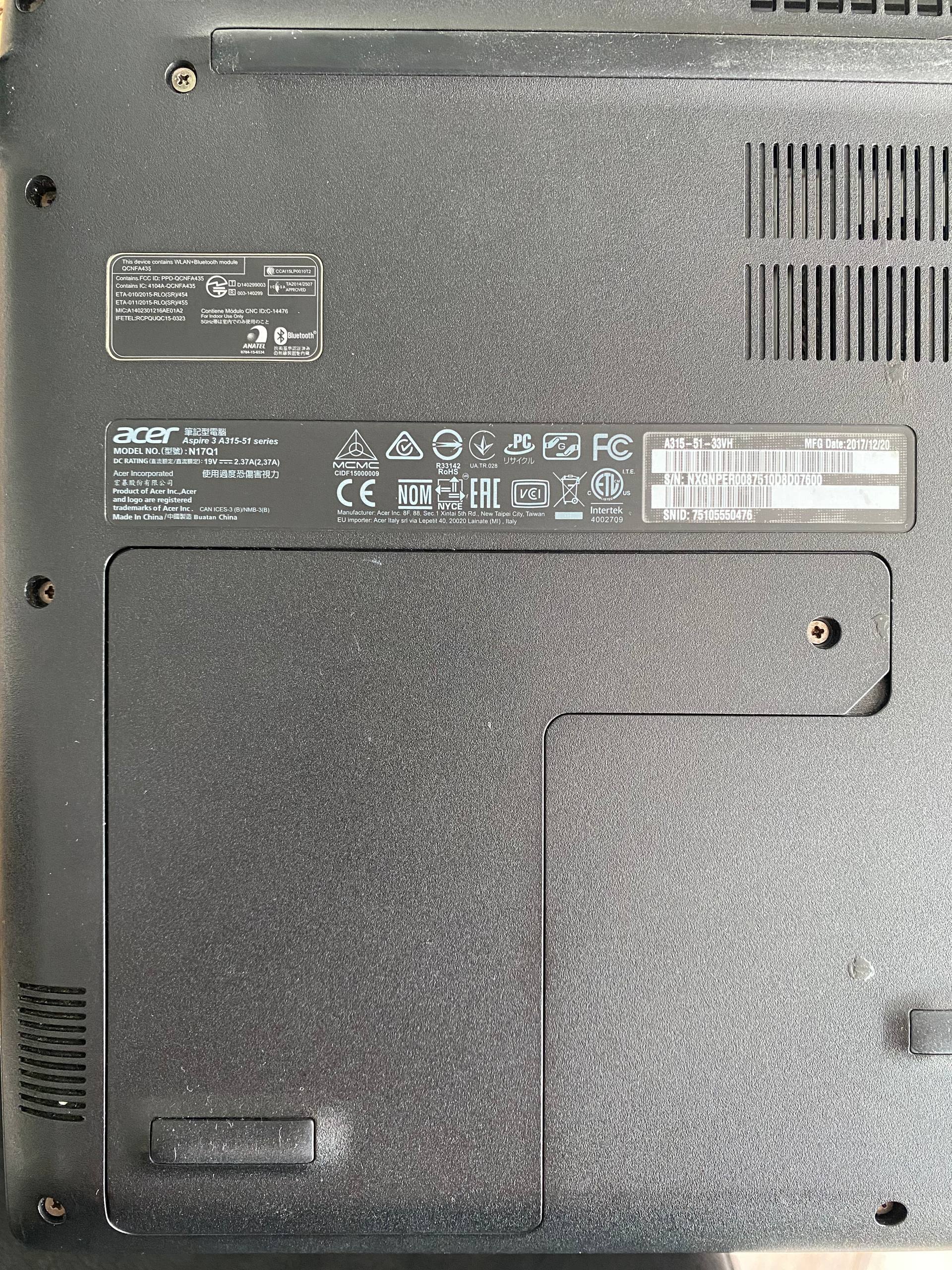 Ноутбук Acer Aspire 3 A315-51-33VH Core i3-6006U