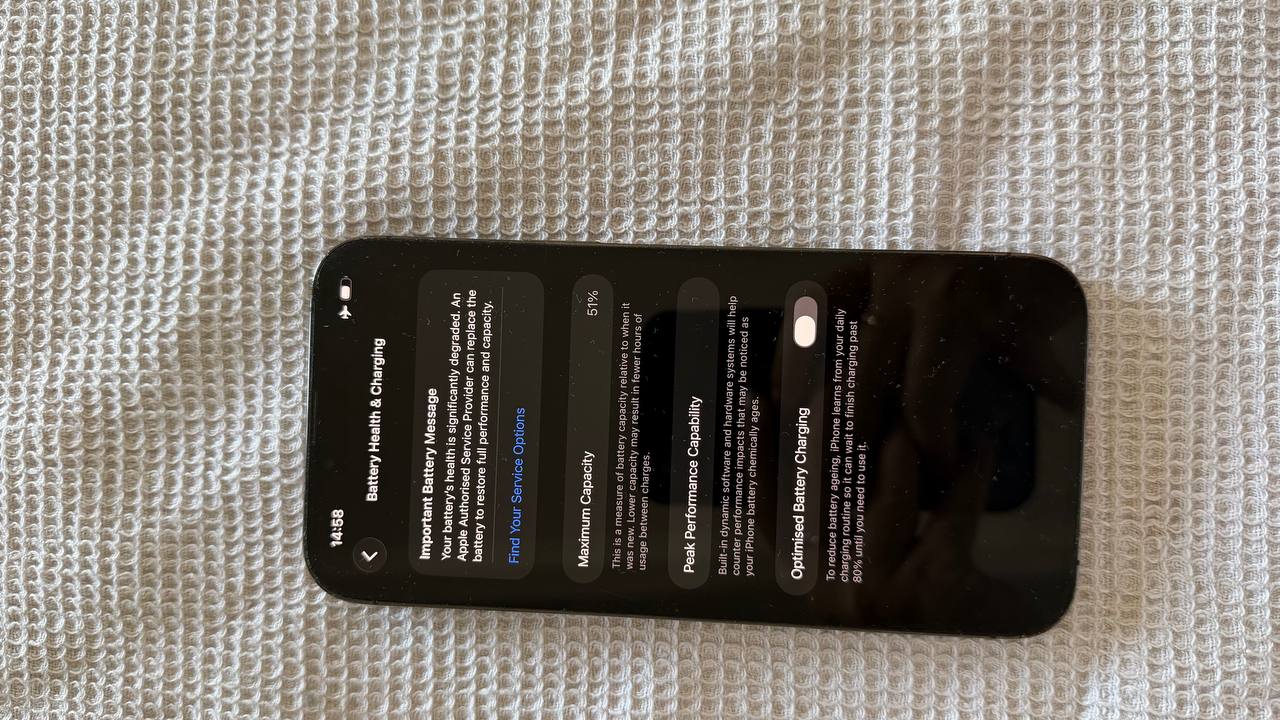 iPhone 13 Pro Max, батарея 51%