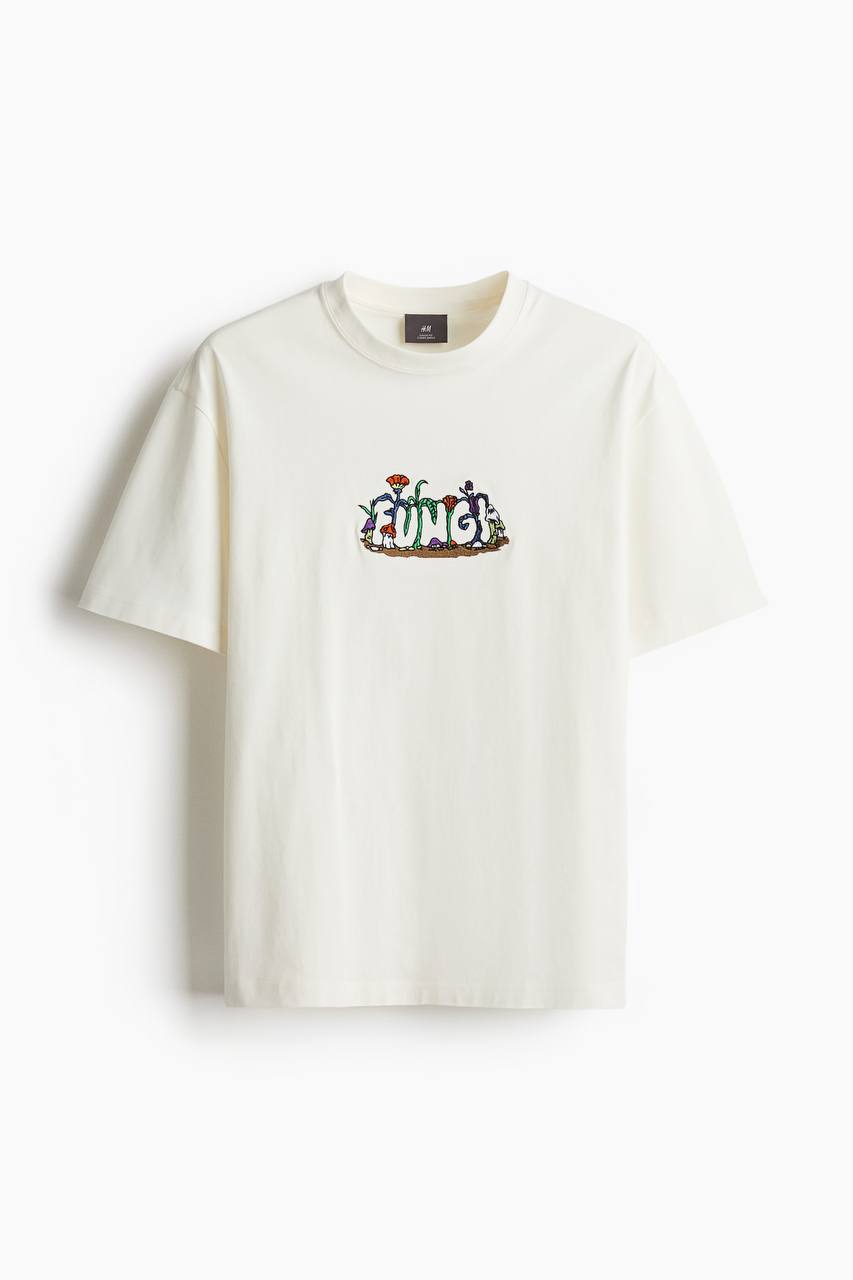 Футболка H&M с вышивкой гриба, мужская M