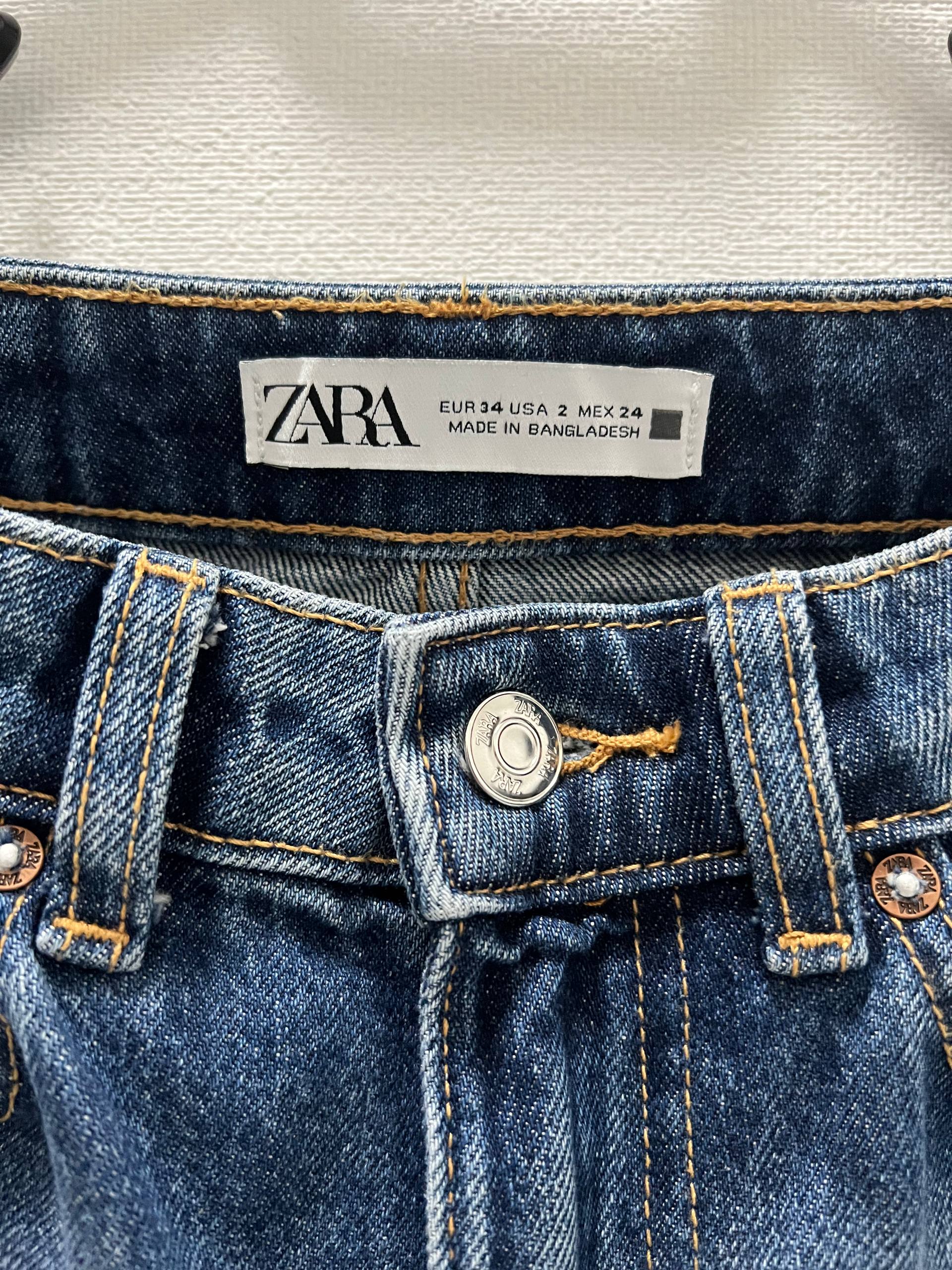 Джинсы ZARA размер 34, высокая посадка, отрезной край