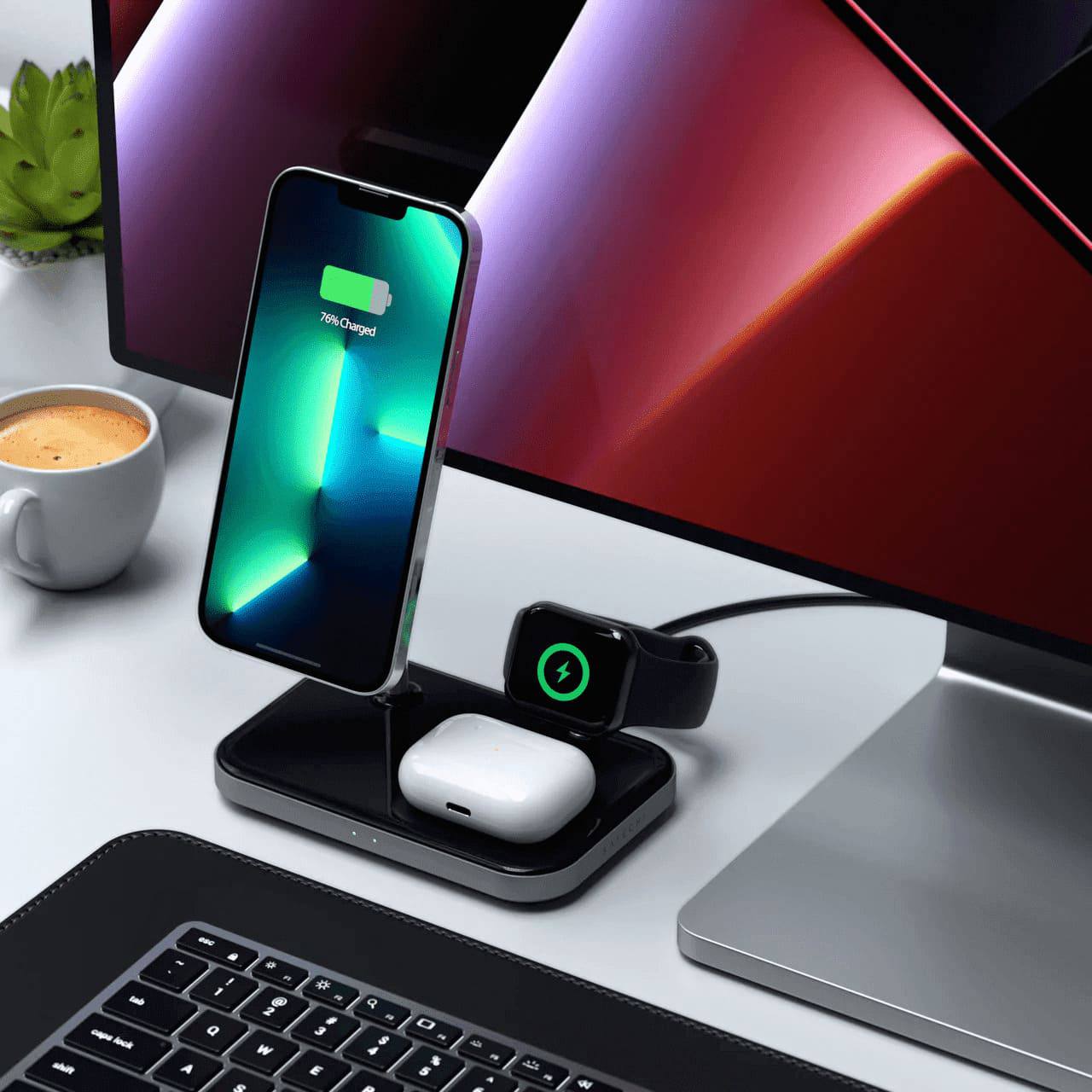 Беспроводная зарядная станция Satechi 3-в-1 для iPhone, Apple Watch и AirPods