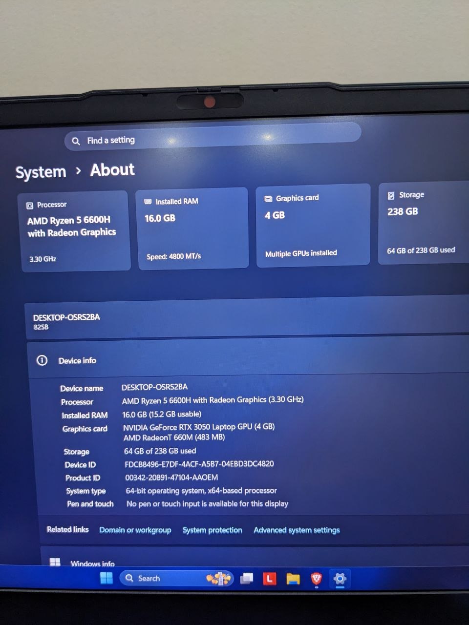 Lenovo IdeaPad Gaming 3 (Ryzen 5 6600H, RTX 3050, 16GB DDR5)
