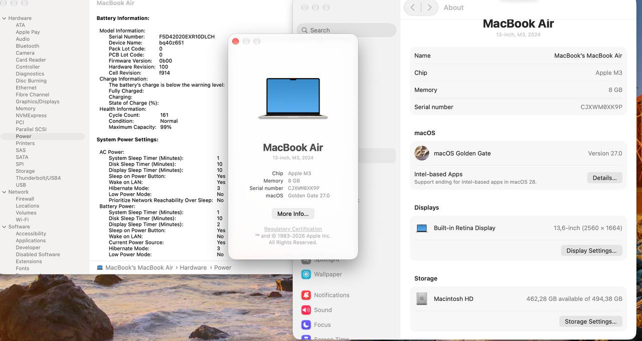 MacBook Air M3 Starlight 8GB 500GB