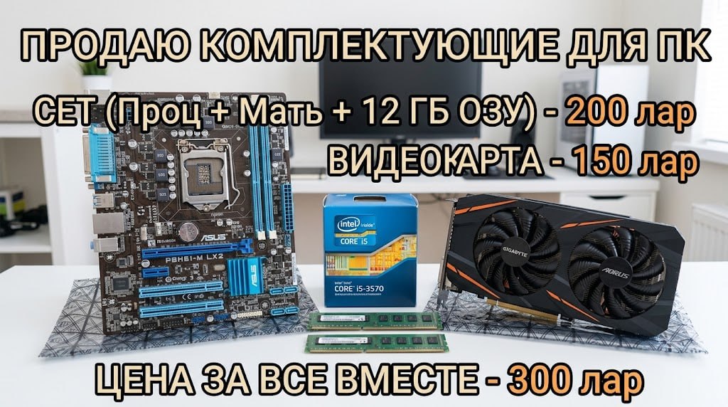 Сет: Intel Core i5-3570 + ASUS P8H61-M LX2 + 12 ГБ DDR3
