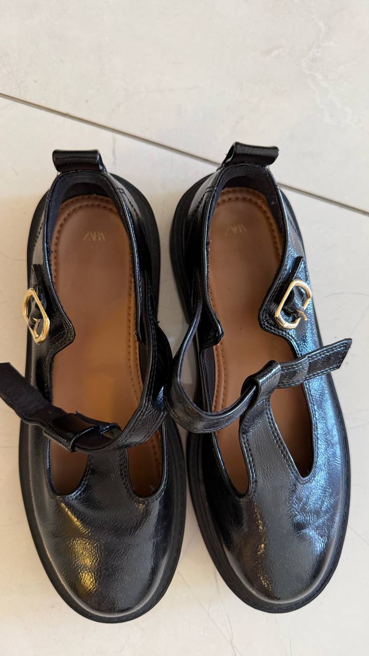 Туфли Zara чёрные лакированные, размер 37