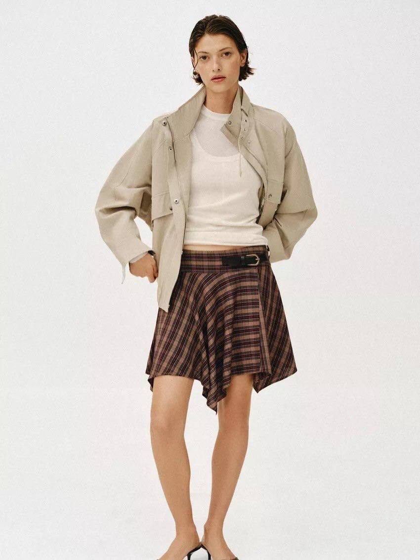 Zara ассиметричная юбка в клетку, XS