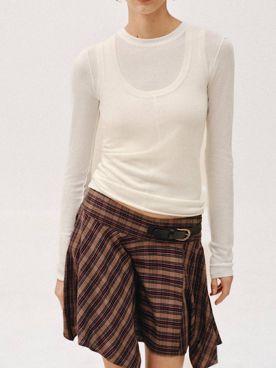 Zara ассиметричная юбка в клетку, XS