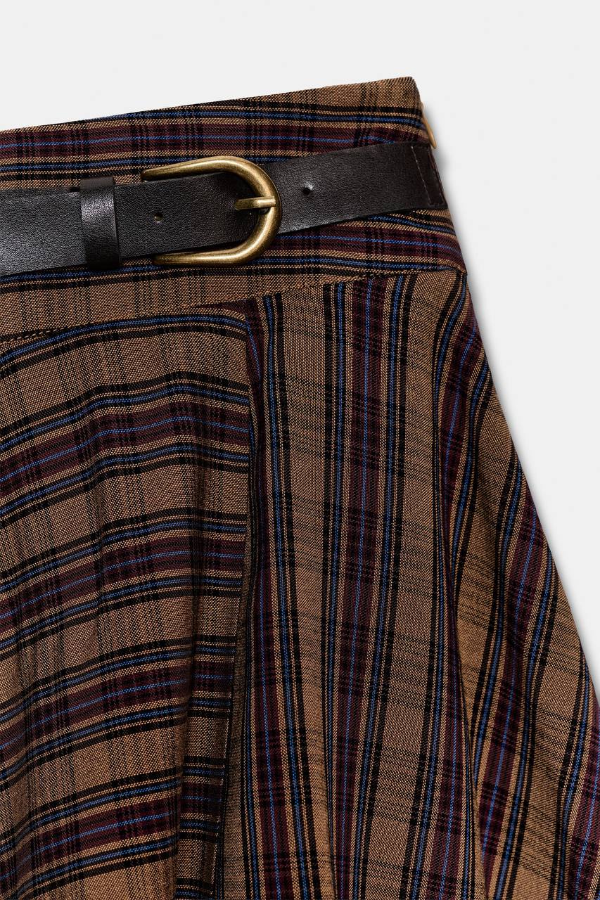 Zara ассиметричная юбка в клетку, XS