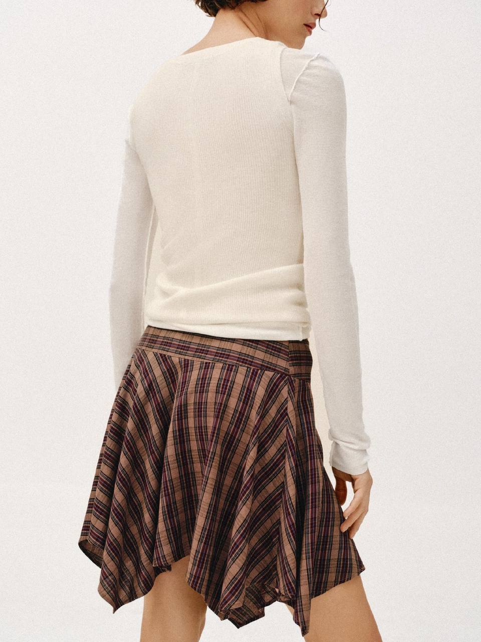 Zara ассиметричная юбка в клетку, XS