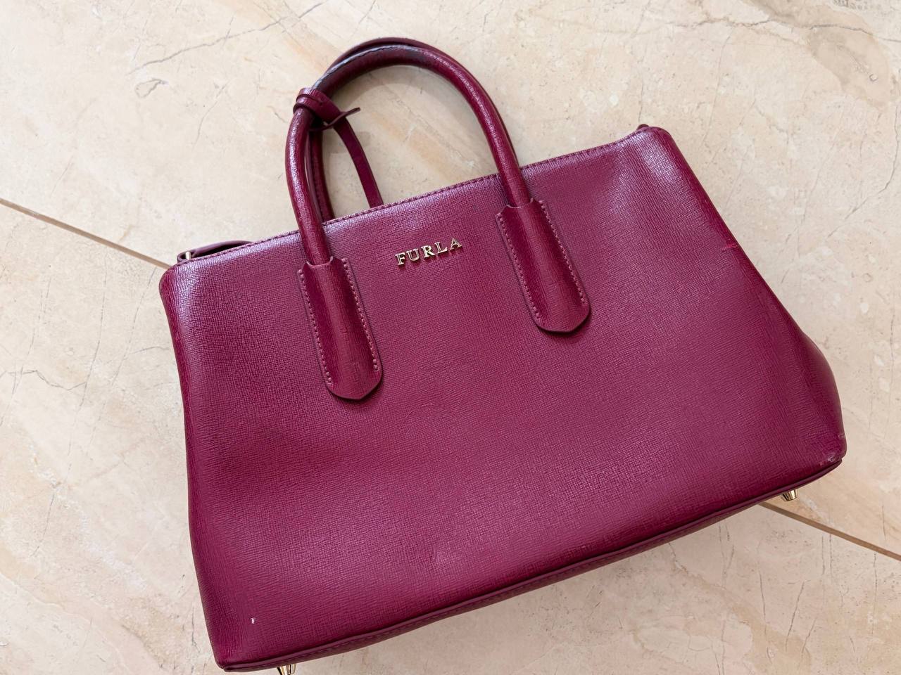 Кожаная сумка Furla бордовая