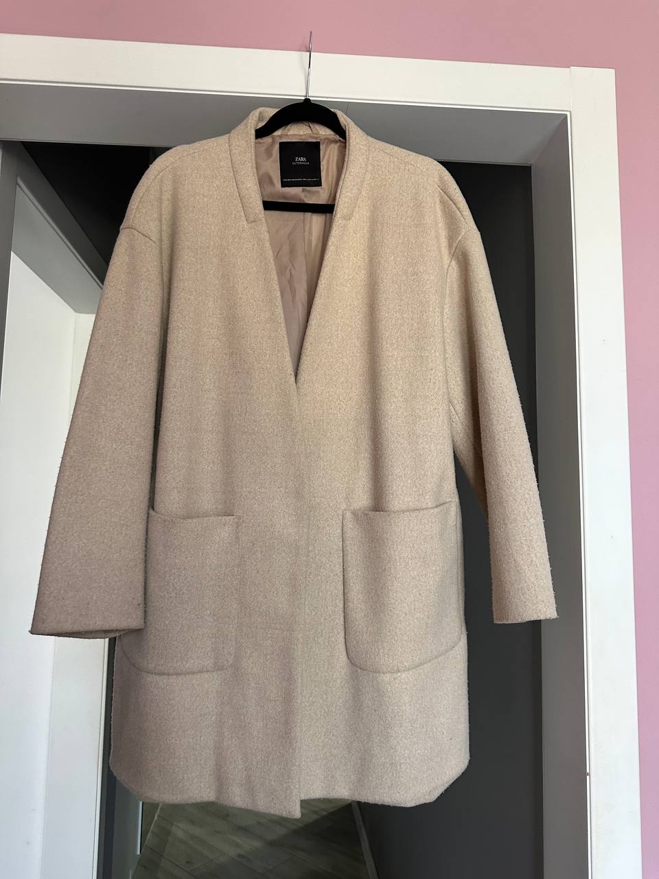 Пальто бежевое Zara размер XL