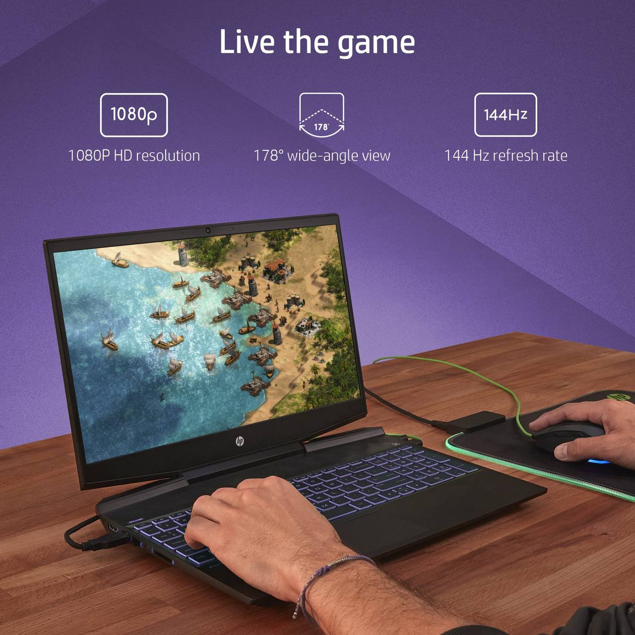 Игровой ноутбук HP Pavilion 15 (i5-11300H, RTX 3050, 16GB, 500GB SSD)