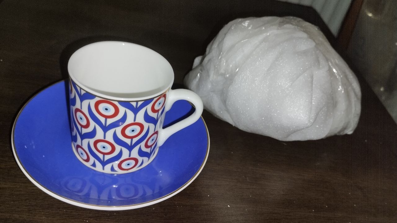 Кофейные чашки с блюдцами Paşabahçe, стиль назар бонджук, 2 комплекта