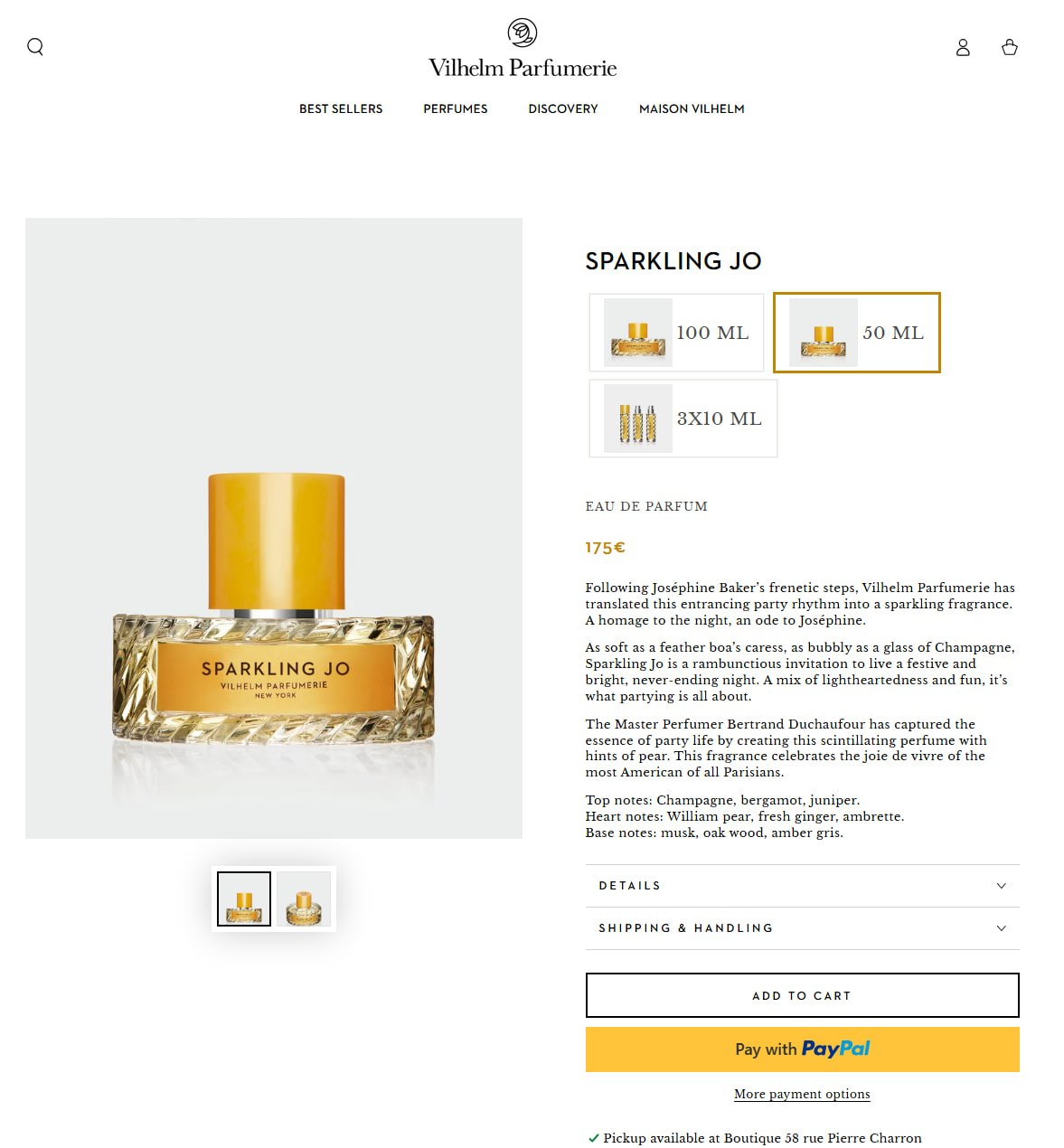 Vilhelm Parfumerie Sparkling Jo Eau de Parfum 50 мл