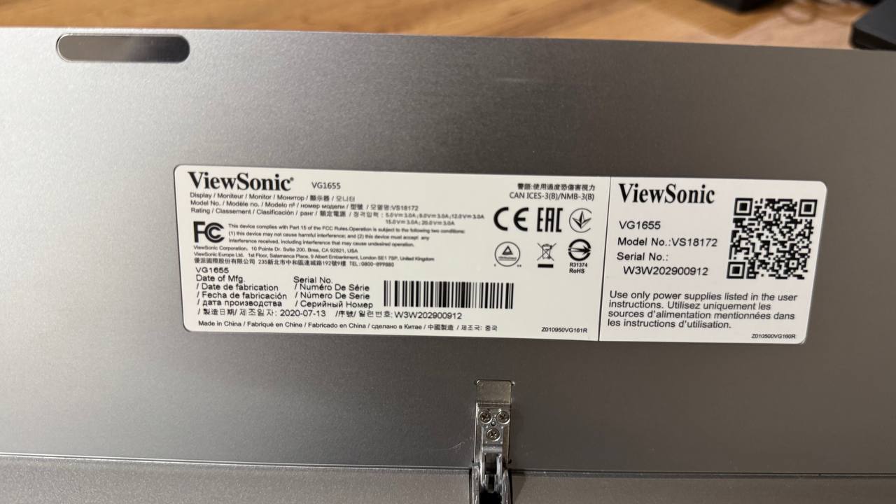 Портативный монитор ViewSonic VG1655 15.6" Full HD