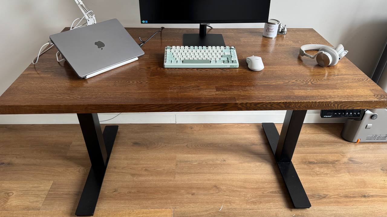 Стол с электроподъёмником Shapdesk, дубовая столешница