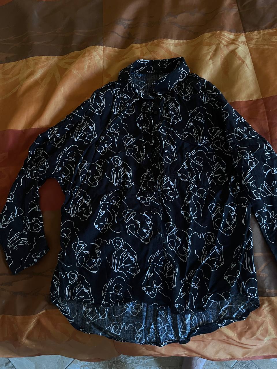 Черная рубашка со львами, XS-S