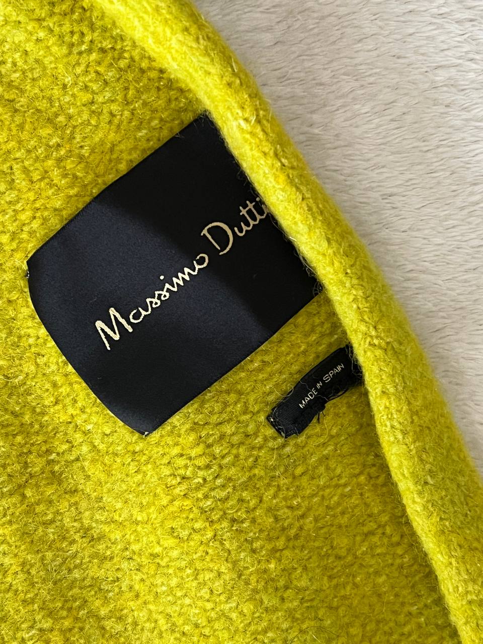 Шарф MASSIMO DUTTI, 100% шерсть, лаймово-оливковый