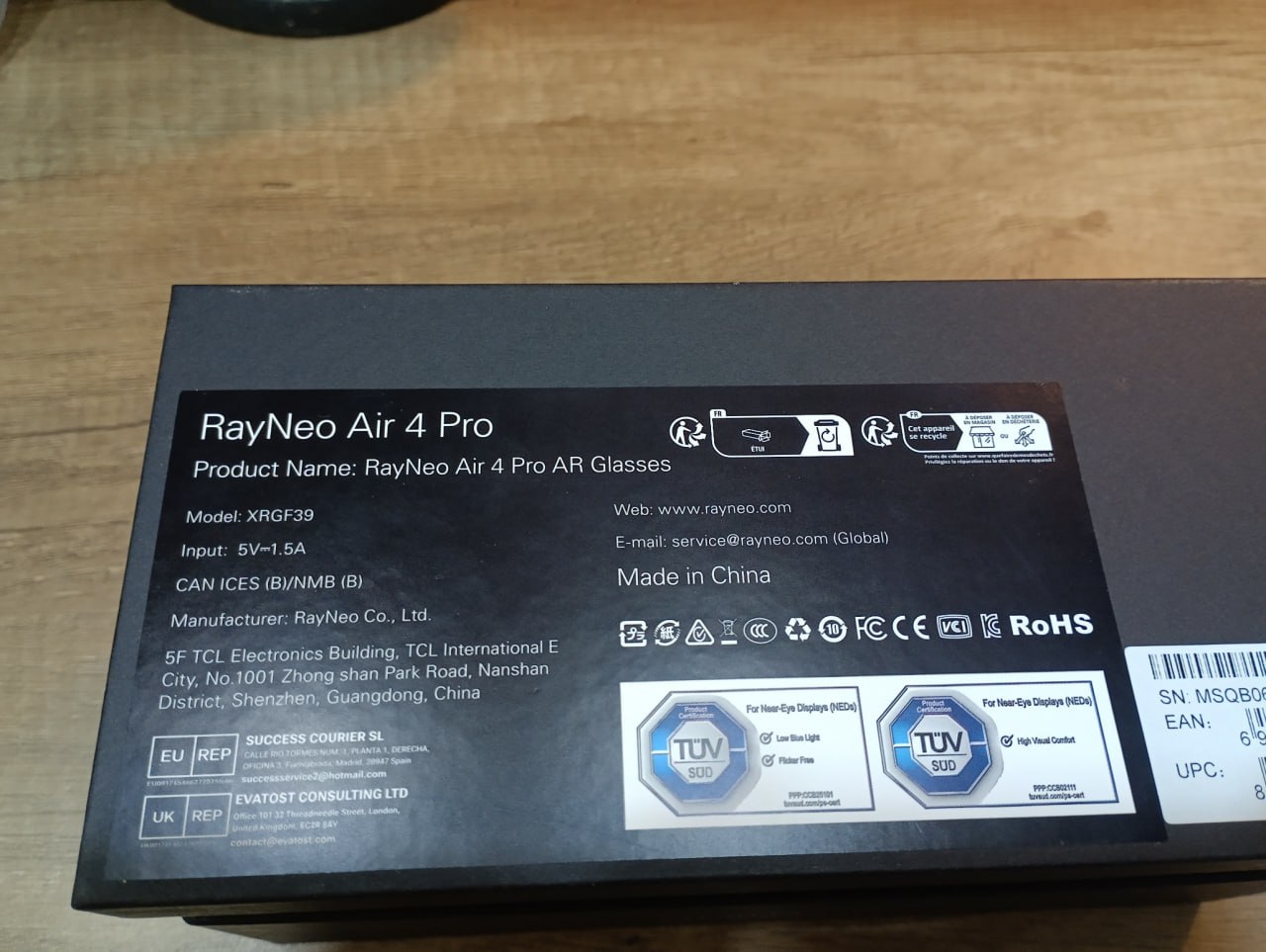 AR-очки RayNeo Air 4 Pro (полный комплект с Sound Tube)