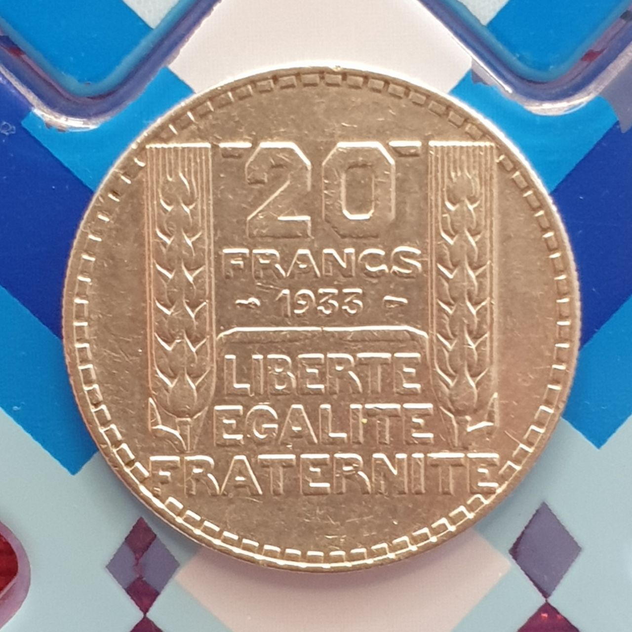 Французские 20 франков 1933 г., серебро 680 пробы