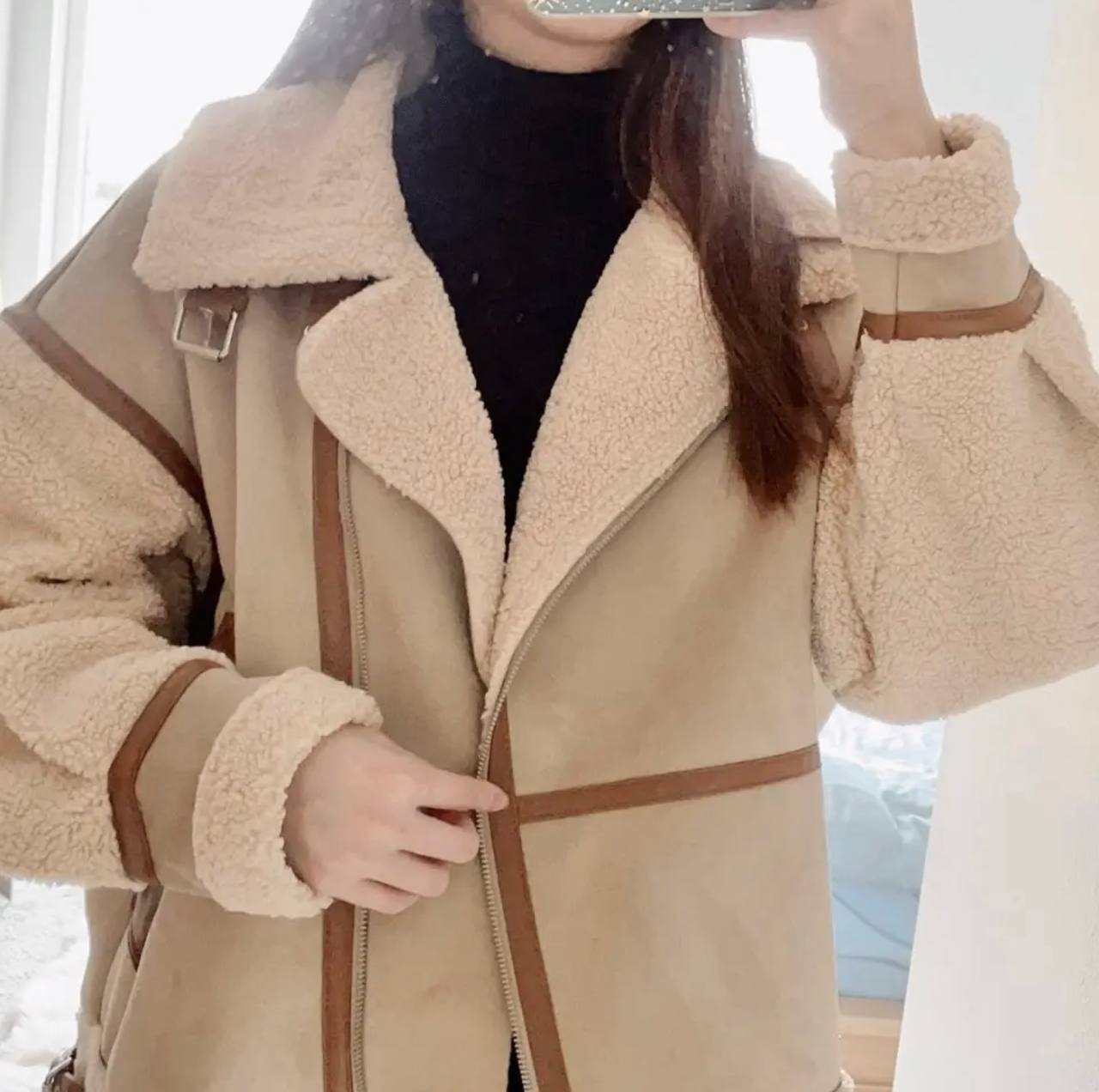 Дублёнка ZARA vintage aviator, размер S
