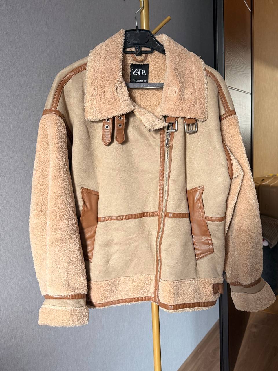 Дублёнка ZARA vintage aviator, размер S